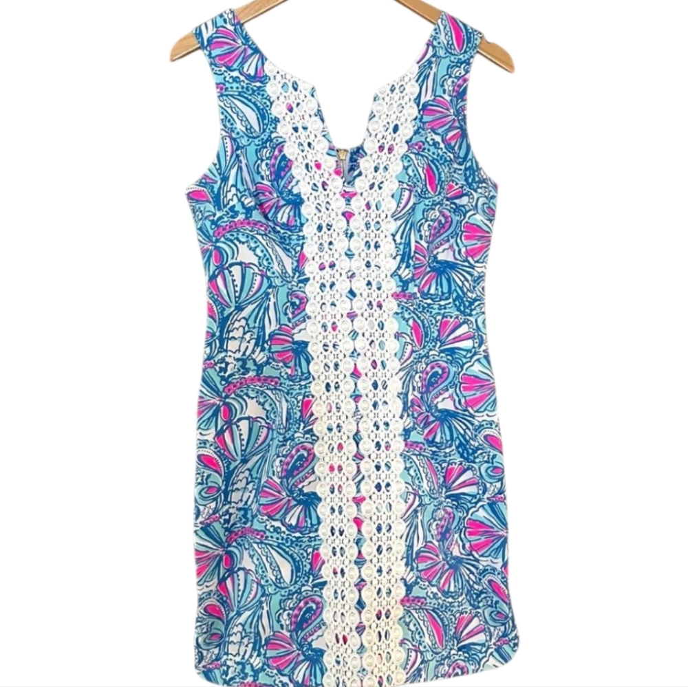 Not Available-Lilly Pulitzer Blue and Pink Anniversary Dress Size 6 - Picture 2 of 9